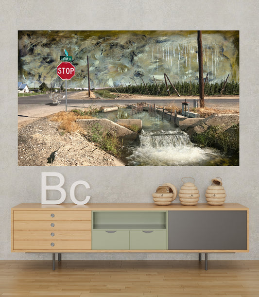 Larue Rd. mixed media art by Doug LaRue large print over a flat file