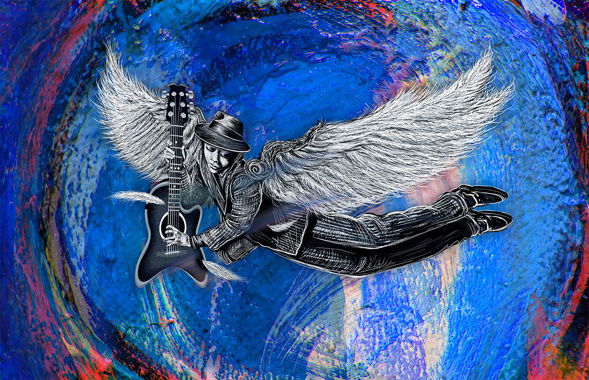 Winged 6 String Mixed Media Art by Doug LaRue