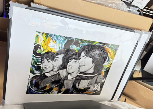 Beatles artwork by Doug LaRue 16X20X1 BLACK METAL FRAME