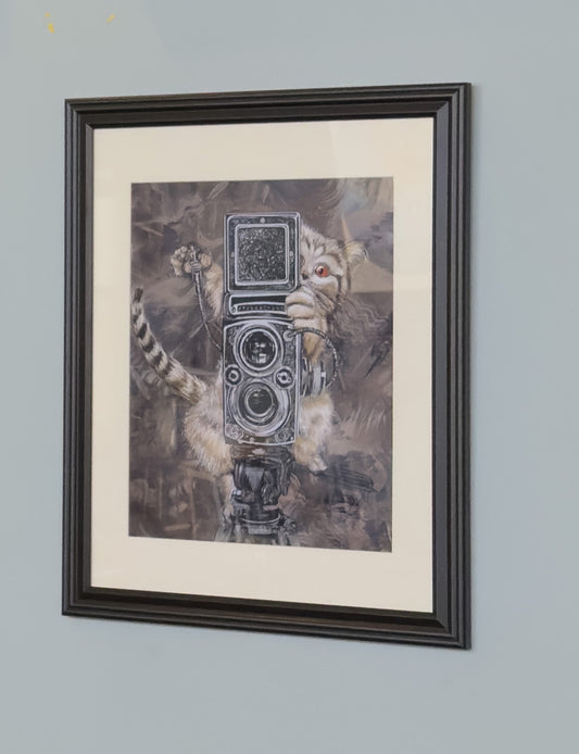 CATOGRAPHER 11x14 in 14x17 Blk. frame w/ White mat on a pale blue wall @NeWorlDeli