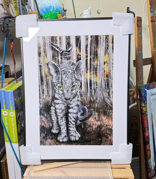 Jungle kitty 18x24 print framed in black metal