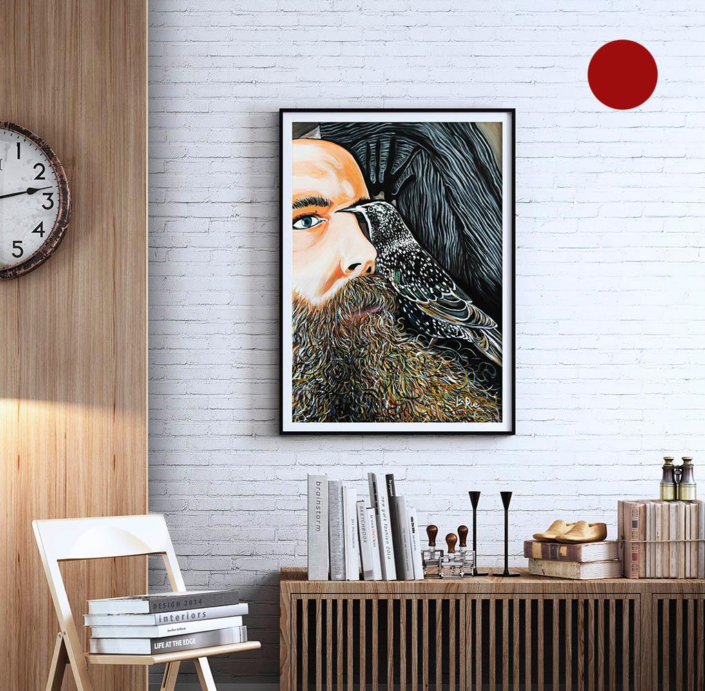 Acrylic painting Nick & Scrappy on a white brick wall by Doug LaRue