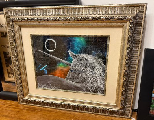 Unicorn 11x14 art print in Ornate 18x24 Silver Frame