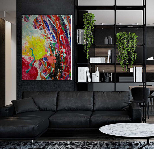 Photosynthesis A21 art by Doug LaRue on a modern living room wall over a couch