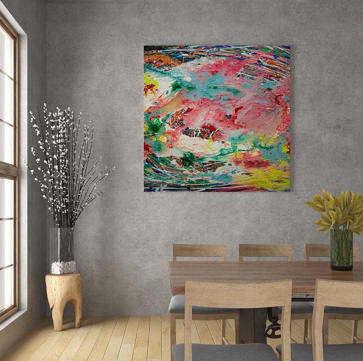 Abstract 21 Summerfeld Square artwork by Doug LaRue on a kitchen wall