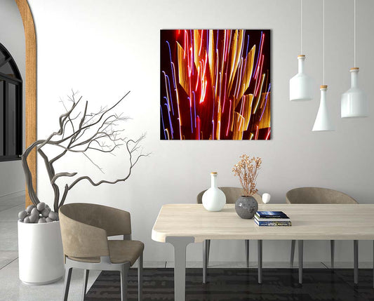 Abstract Fireworks photograph by Doug LaRue metal print by a dining room table