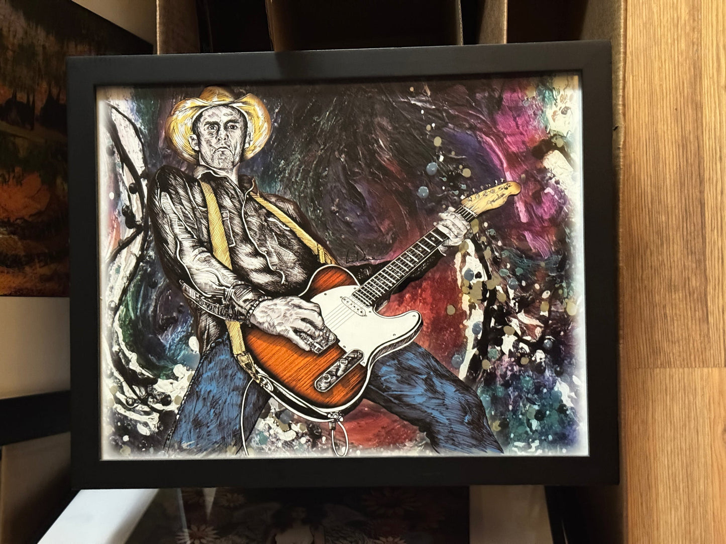 Slim Lawrence Guitar 11x14x1 black wood frame