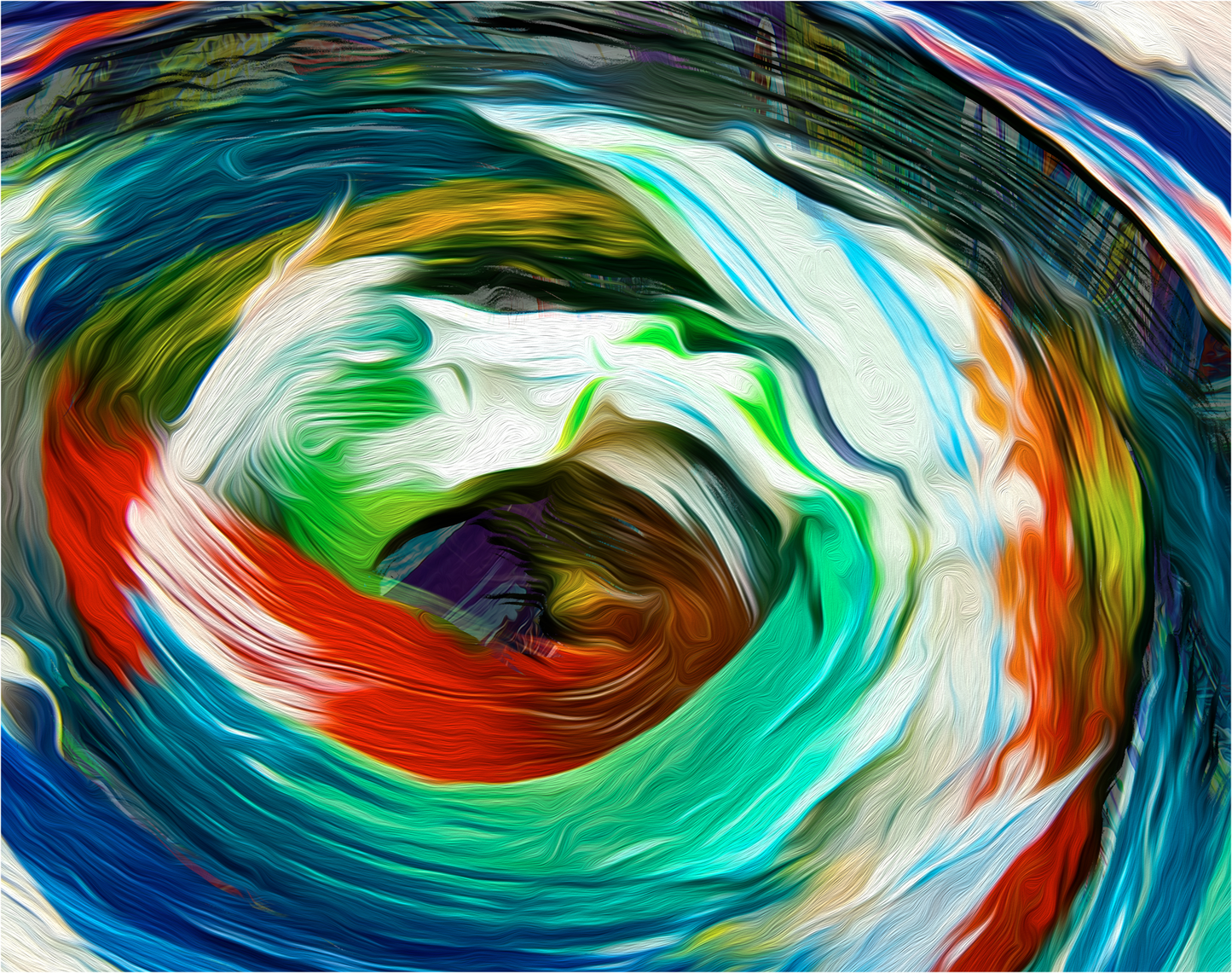 Abstract painting with swirling colors Quad Vortex detail by Doug LaRue
