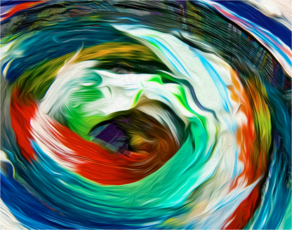 Abstract painting with swirling colors Quad Vortex detail by Doug LaRue