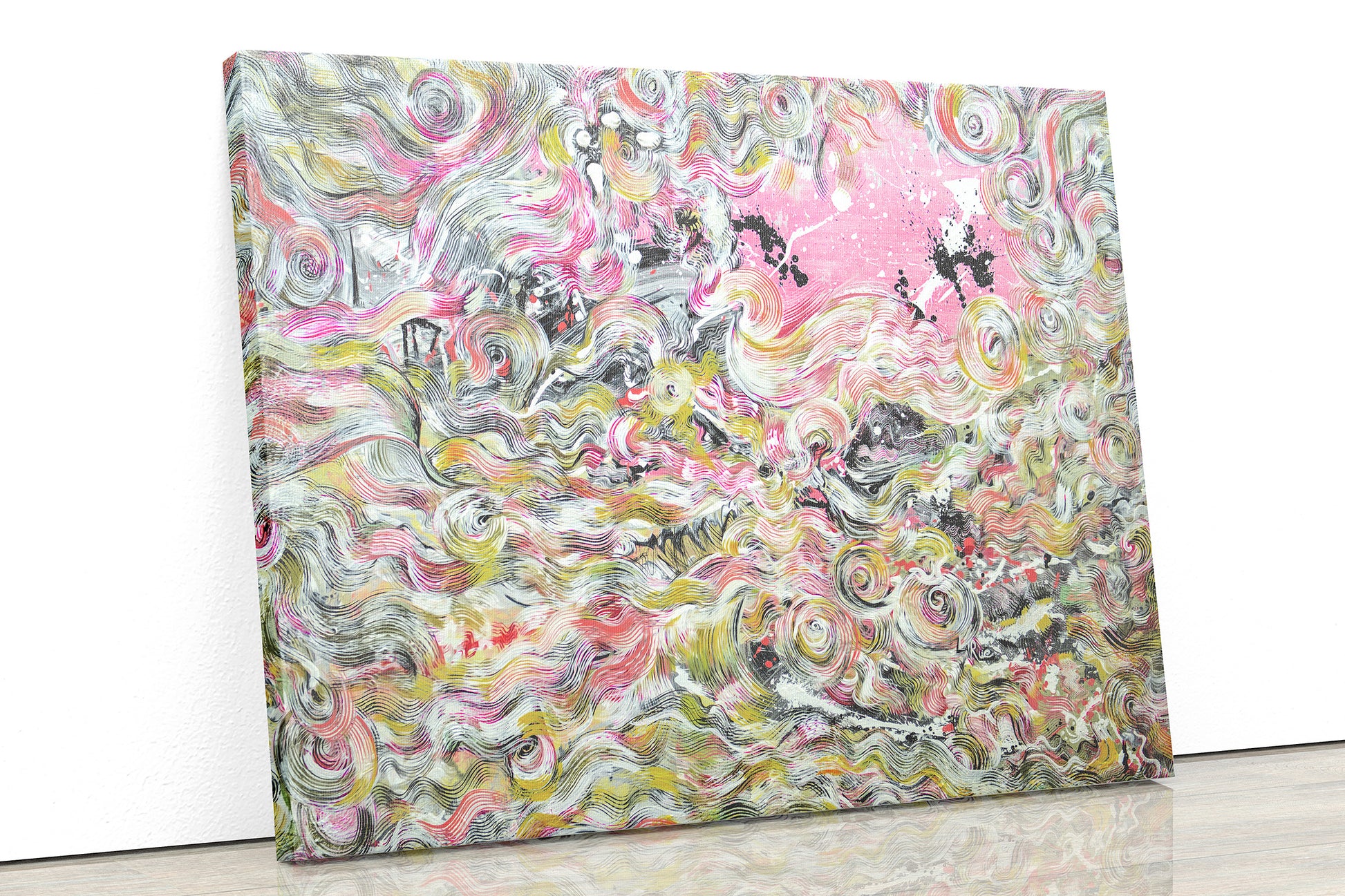 Verona abstract art canvas by Doug LaRue canvas leaning against wall