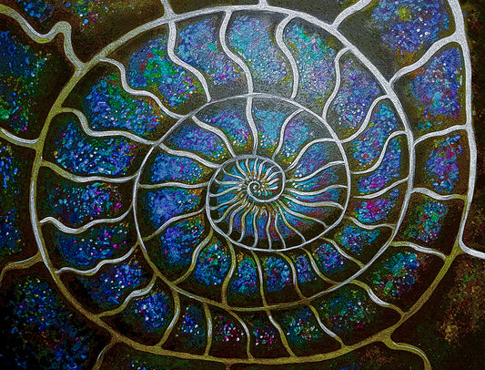 Silver Blue Ammonite abstract art by Doug LaRue