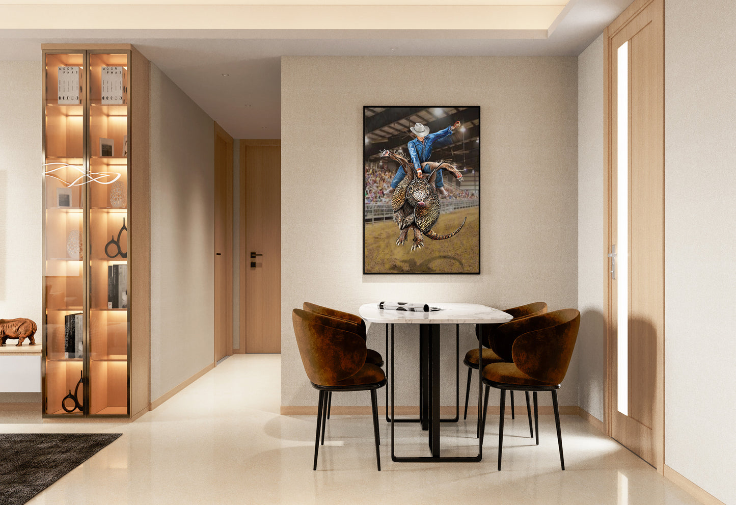 Broncodillo Art by Doug LaRue in a breakfast nook