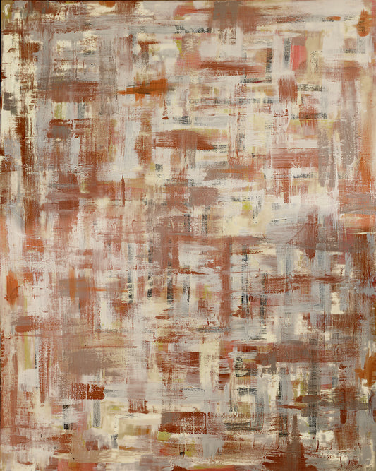 Precious Weave Abstract art with brown, orange, and beige colors on a textured surface