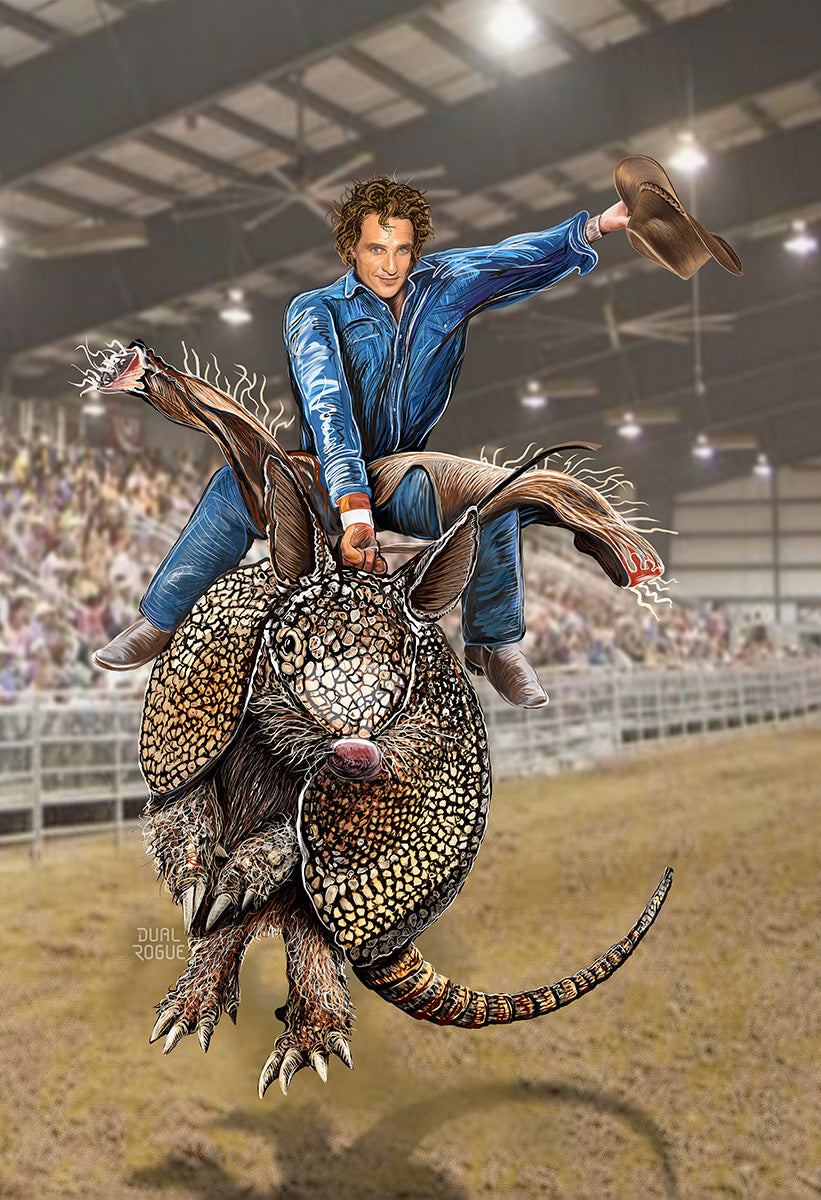 Broncodillo Matthew McConaughey Mixed Media Art by Doug LaRue