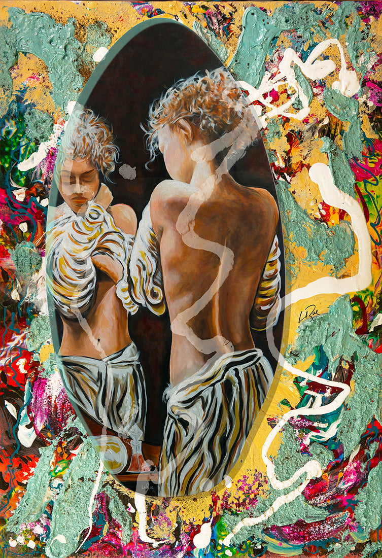 yde Park Portal art by Doug LaRue. Abstract artwork with two figures and vibrant colors