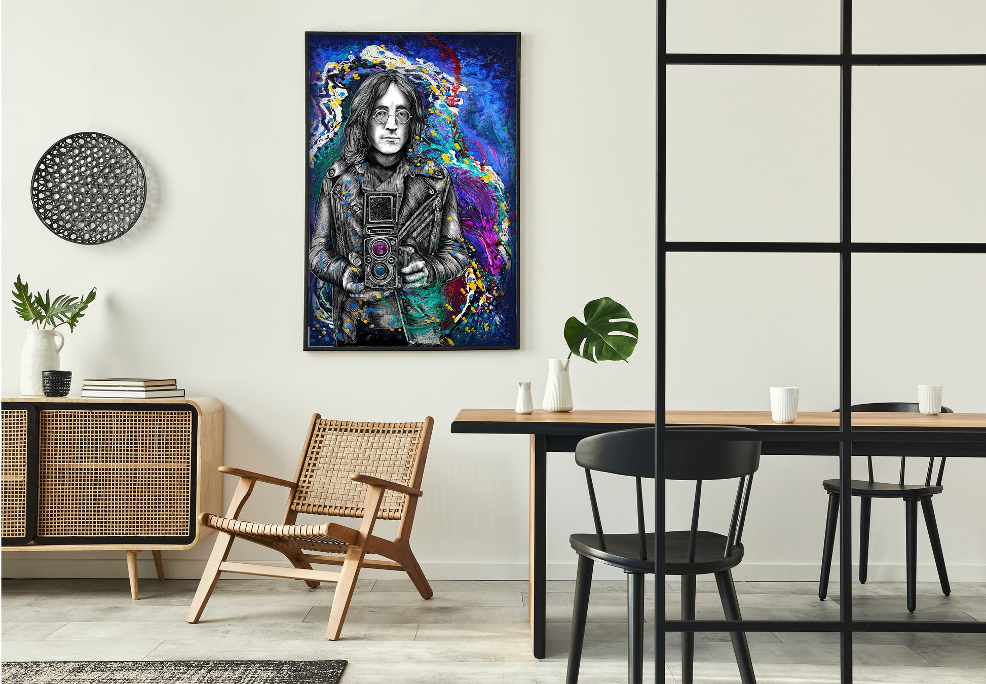 John Lennon Embraced by Doug LaRue on a dining room wall