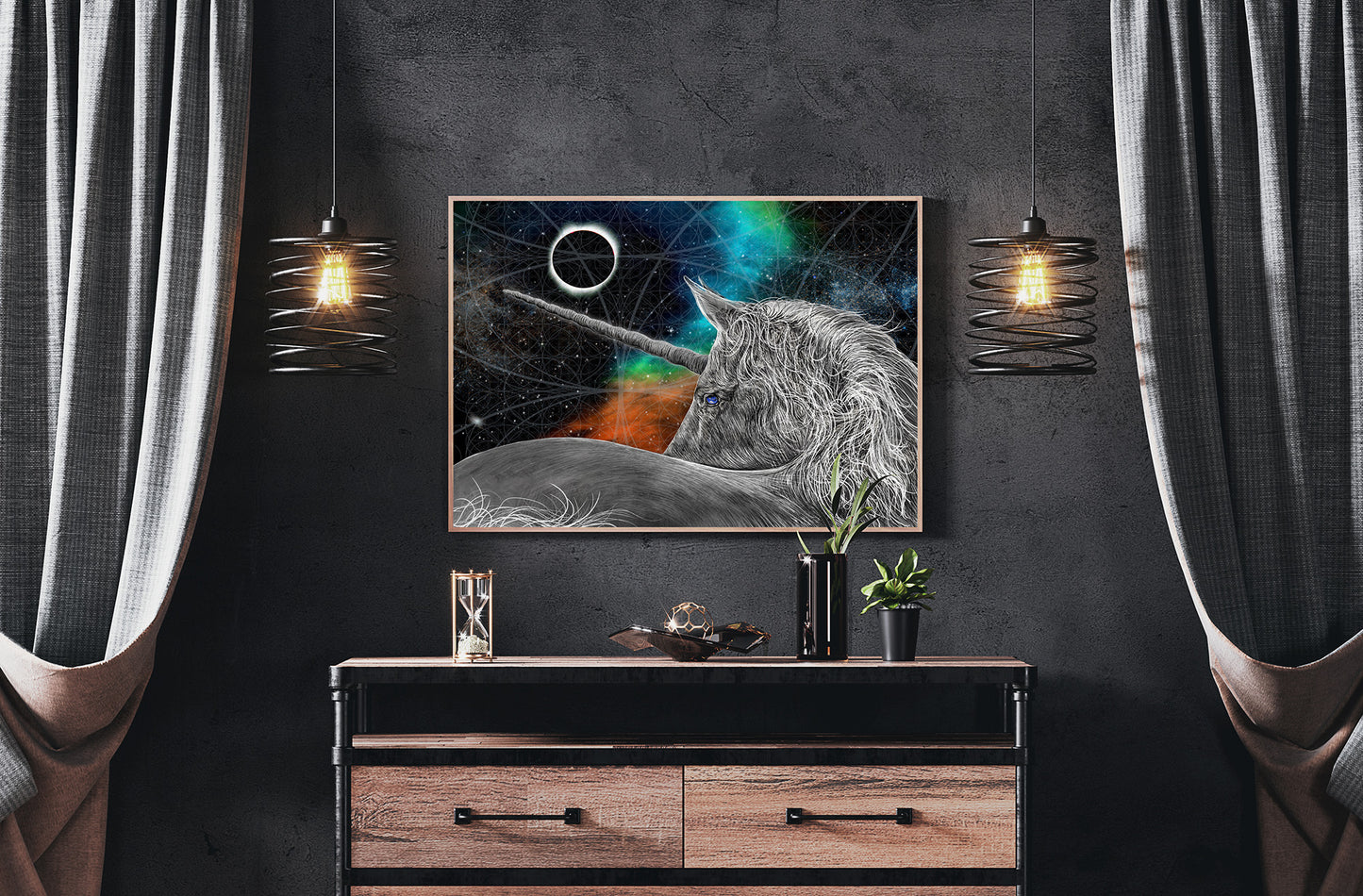 Silver Unicorn Mixed Media Art by Doug LaRue