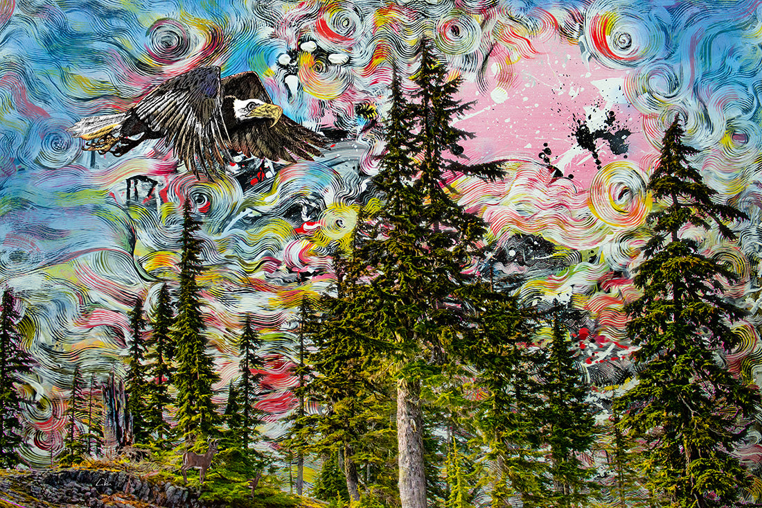 Verona Forest Eagle mixed media abstract art by Doug LaRue