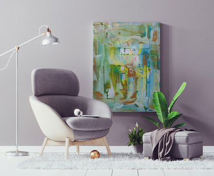 bNYC abstract painting buy Doug LaRue on a living room wall