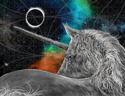 Silver Unicorn Mixed Media Art by Doug LaRue