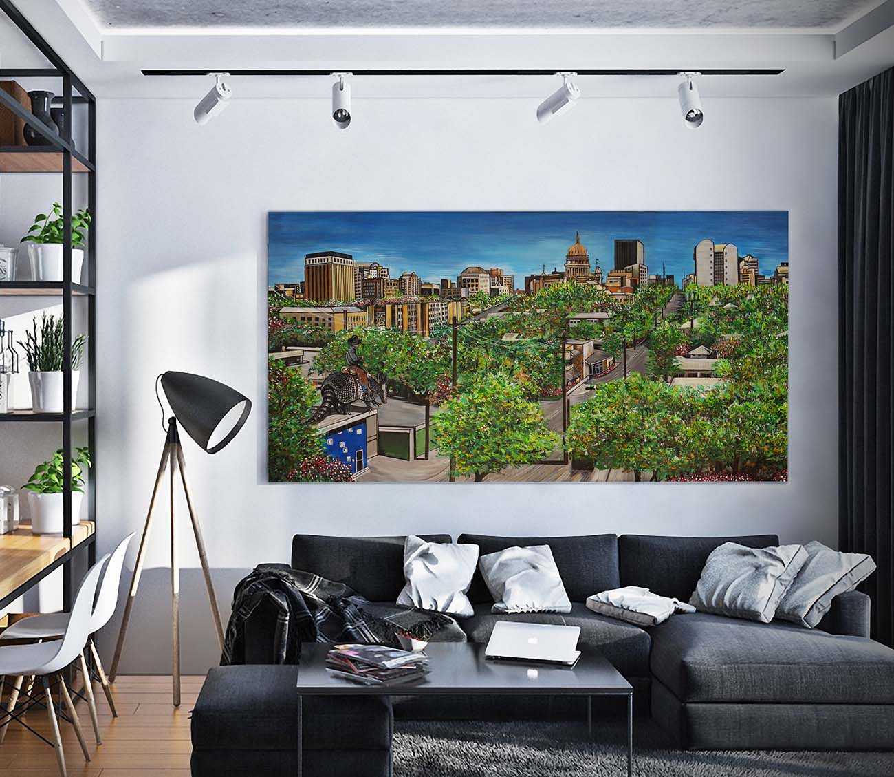 Austin Texas Castle Hill painting on a living room wall by Doug LaRue