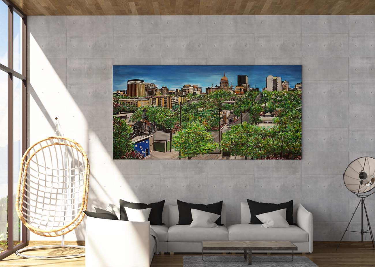 Austin Texas Castle Hill painting on a living room wall by Doug LaRue