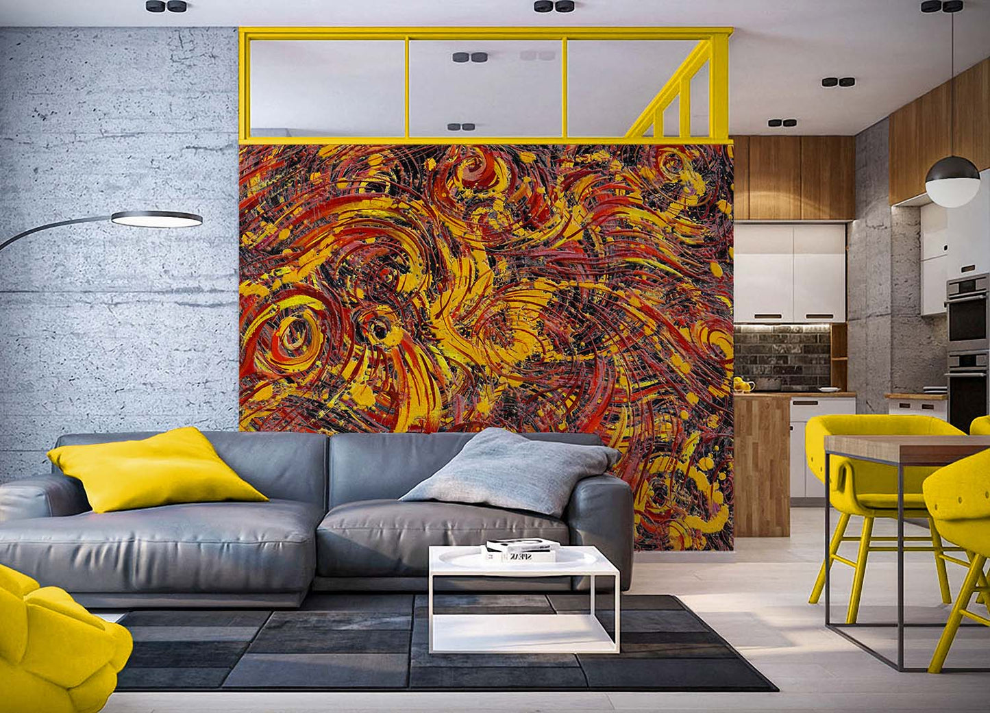 Dark Golden Swirl artwork as a wall mural