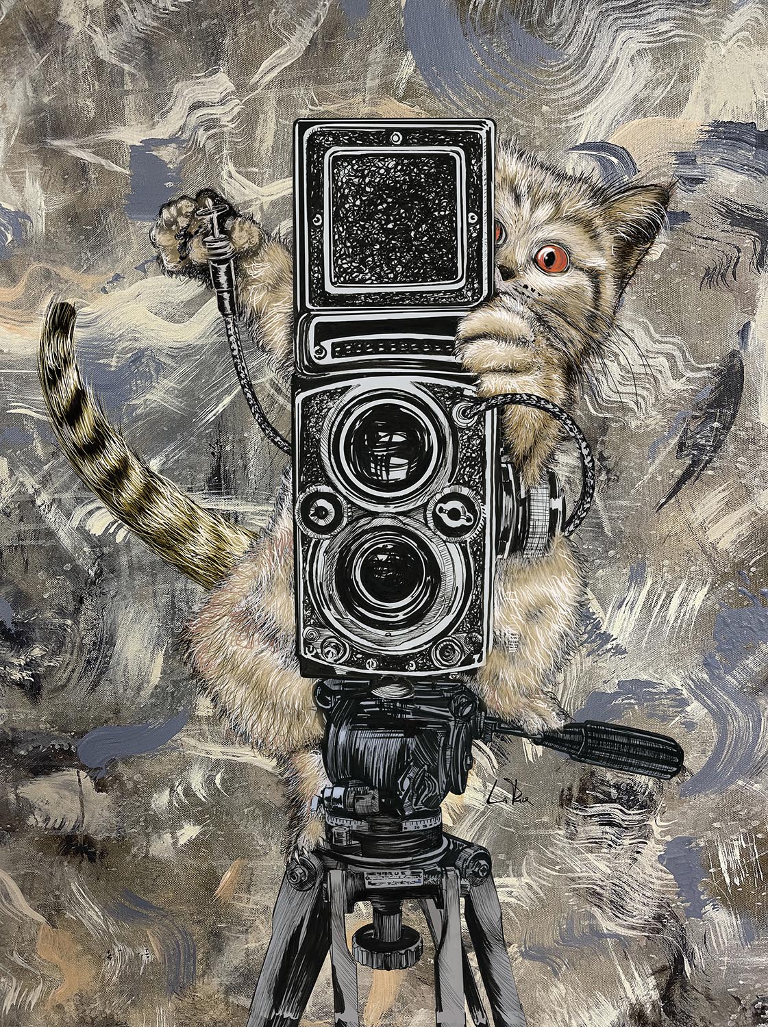 Catographer mixed media art by Doug LaRue