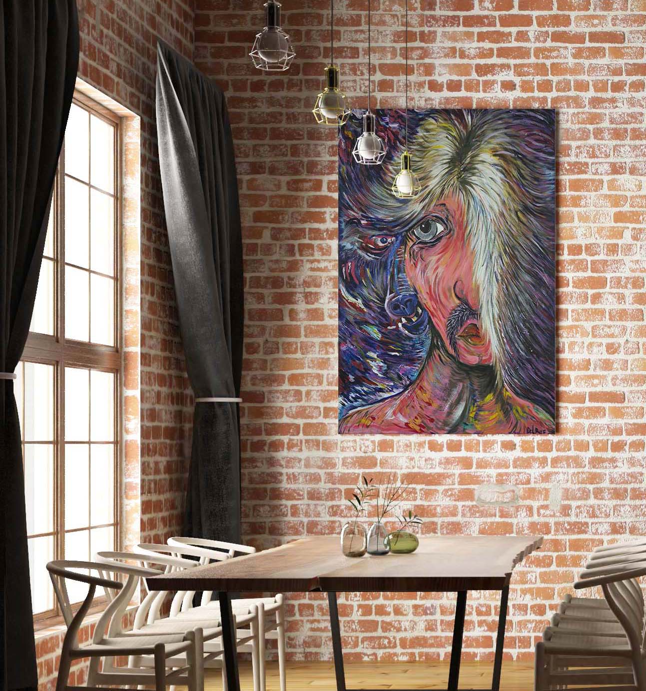 Glam's Alter Ego canvas painting by Doug LaRue on a dining room wall