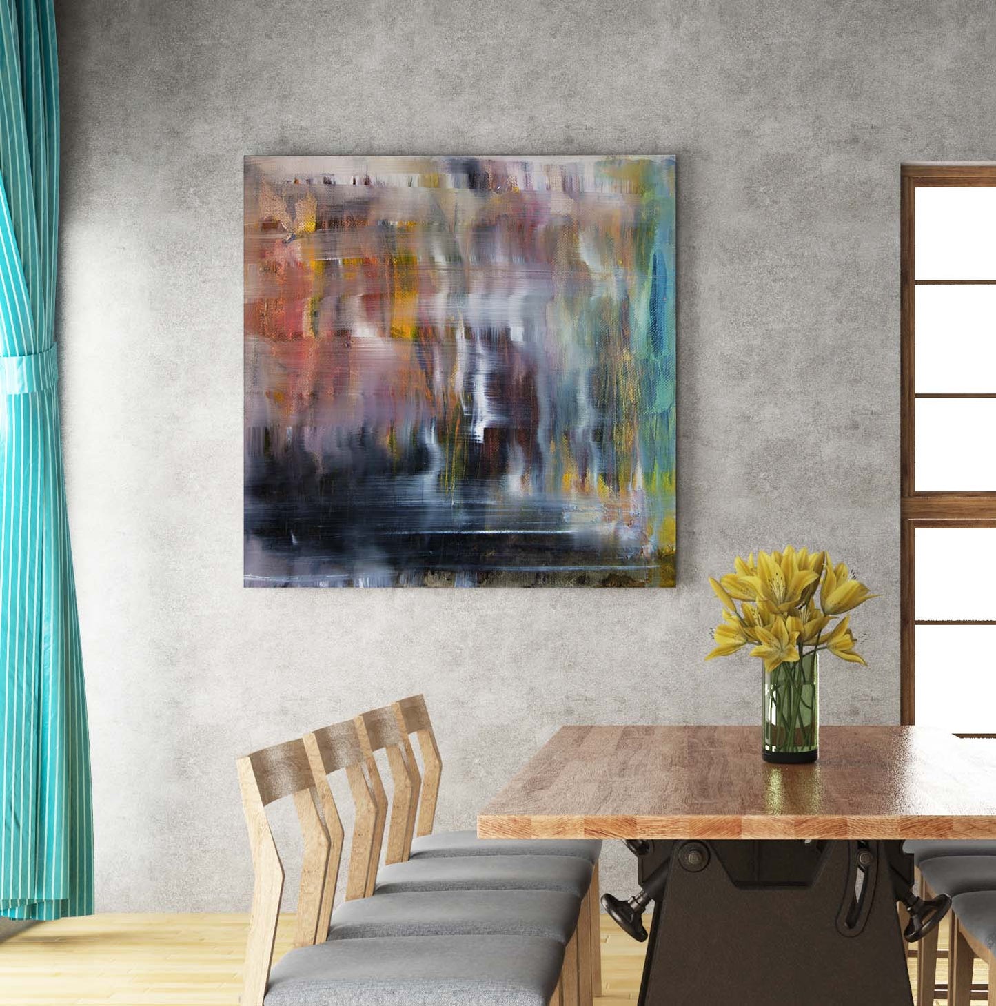 Abstract Foot oil painting by Doug LaRue large art print on a dining room wall