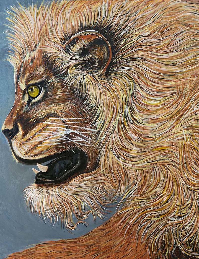 Golden Lion acrylic painting by Doug LaRue