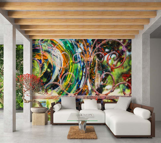 Rustic Iron abstract mixed media art by Doug LaRue mural print