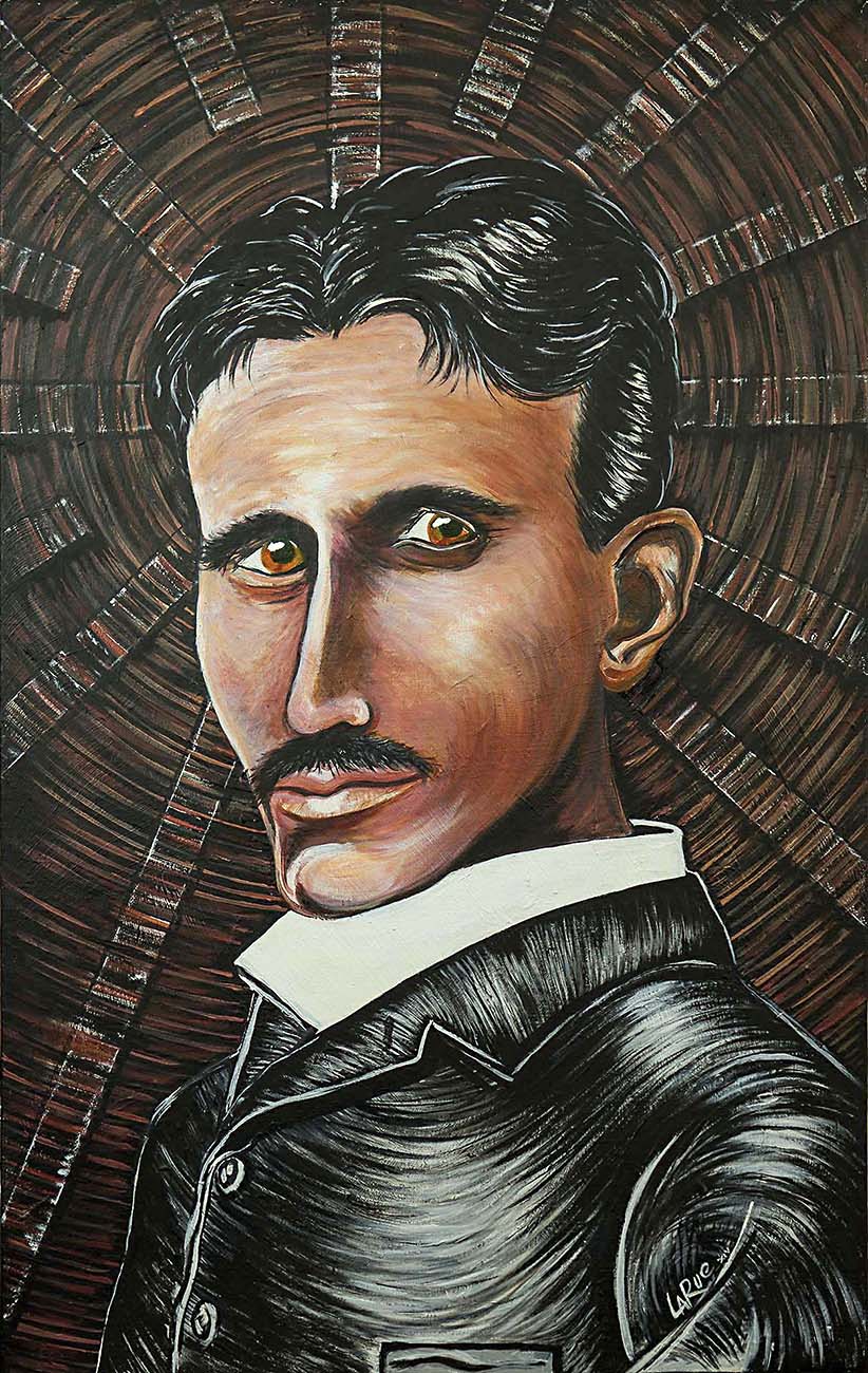 Nikola Tesla portrait painting by Doug LaRue